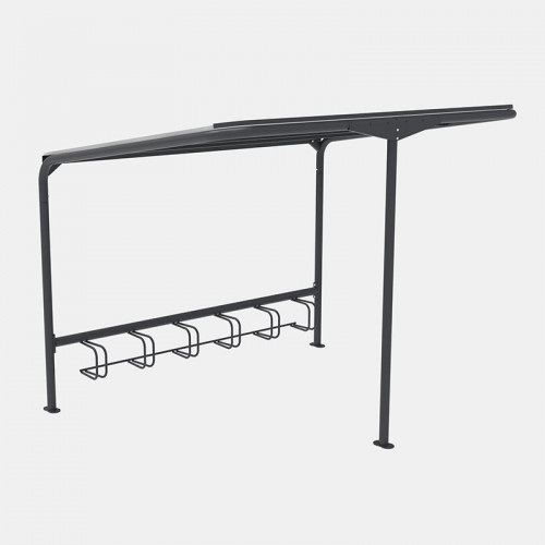 Abri HY6 avec support pour 6 vélos.
Structure en acier galvanisé à chaud