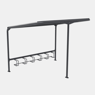 Abri HY6 avec support pour 6 vélos.
Structure en acier galvanisé à chaud